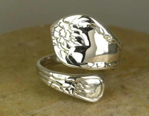 LOVELY .925 STERLING SILVER ADJUSTABLE SPOON STYLE RING style# r0645 - Picture 1 of 1