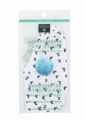 Earth Therapeutics Moisturizing Foot Sock - White with Footprints - 1 Pair