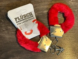 Plüschhandschellen inkl. 2 Schlüssel Rot Party sexy erotische Spiele Fesseln - Bild 1 von 1