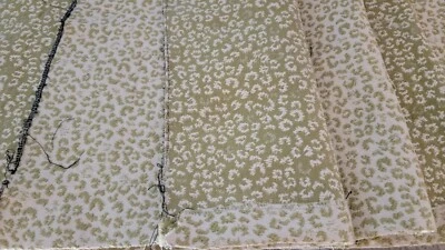 REVERSABLE LIME GREEN CHEETA ANIMAL WOVEN  UPHOLSTERY REMNANTS FABRIC - Image 1 of 4