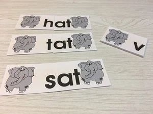 Elephant - Add a sound "at" Words Building Game - Laminated Activity Cards - Picture 1 of 6
