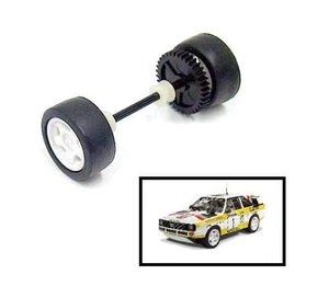 Scalextric W10533 Rear Wheels Gear Tyres & Axle Bearings For Audi Quattro Rally - Picture 1 of 2