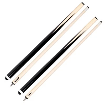 OKKO Pool Billiard Cue Sticks 57”, Glue-On Tip 13 mm, No Wrap, Pack of 2