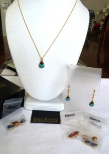JOAN RIVERS REVERSIBLE ENAMEL LADYBUG CHANGEABLE NECKLACE EARRINGS SET BOX COA - Picture 1 of 11