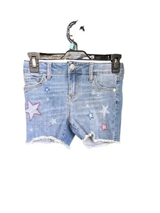 Cat and Jack Shorts M 8 Girls Denim Blue Super Stretch With Stars New - Picture 1 of 2