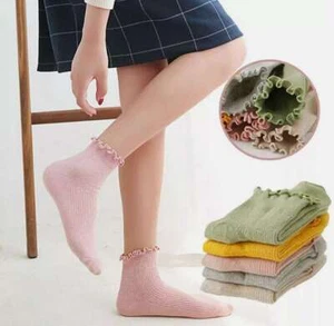 1-6Pairs Super Thin Casual Boat Socks Ankle Short Frilly Ruffle Breathable Women - Picture 1 of 21