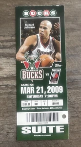 NBA Milwaukee Bucks SUITE talón de boletos 21 de marzo de 2009 foto de Richard Jefferson - Imagen 1 de 2
