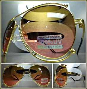 Mens or Women OVERSIZED CLASSIC VINTAGE RETRO Style SUN GLASSES Large Gold Frame - Picture 1 of 10