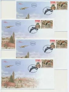 Israel Birds of Prey Lesser Kestrel ATM Labels 2009 Full Set on 8 FDCs - Picture 1 of 3