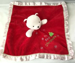 Carter's Child Of Mine Red My First Christmas White Bear Sicherheitsdecke Rassel - Bild 1 von 4