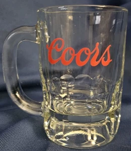 Vintage Coors Beer Mug – Clear Glass Red Logo Barware Breweriana USA - Picture 1 of 1
