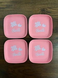 Vintage Tupperware Toys Tuppertoys Barbie Mini Pink Plates Play Dishes Set of 4 - Picture 1 of 5
