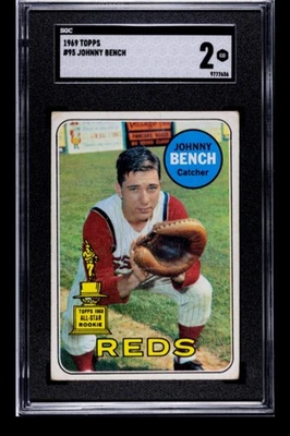 1969 Topps ДЖОННИ БЕНЧ ALL-STAR ДЕБЮТАНТ NO95 PSA 2 (по центру!) - Изображение 1 из 2