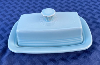 Fiesta New Extra Large Covered Butter in Sky Blue. - Image 1 of 4