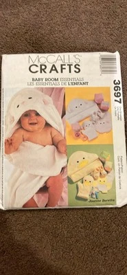 McCalls Crafts 3697 Baby Room Essentials Towel Bib Wash Mitt UNCUT Pattern - Image 1 of 4