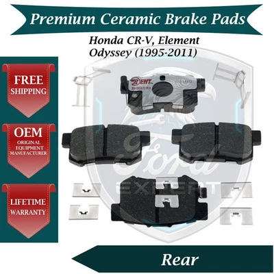Kit de pastillas de freno cerámicas traseras premium OE para Honda 1995-2011 garantía de por vida Foto 1 de 4