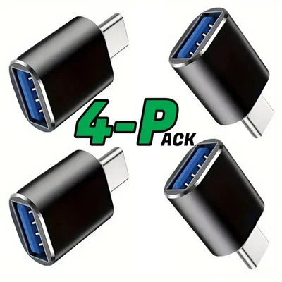 4 Pack USB-C 3.0 Male to USB A Female Adapter Converter OTG Type C Android Phone - Image 1 of 4