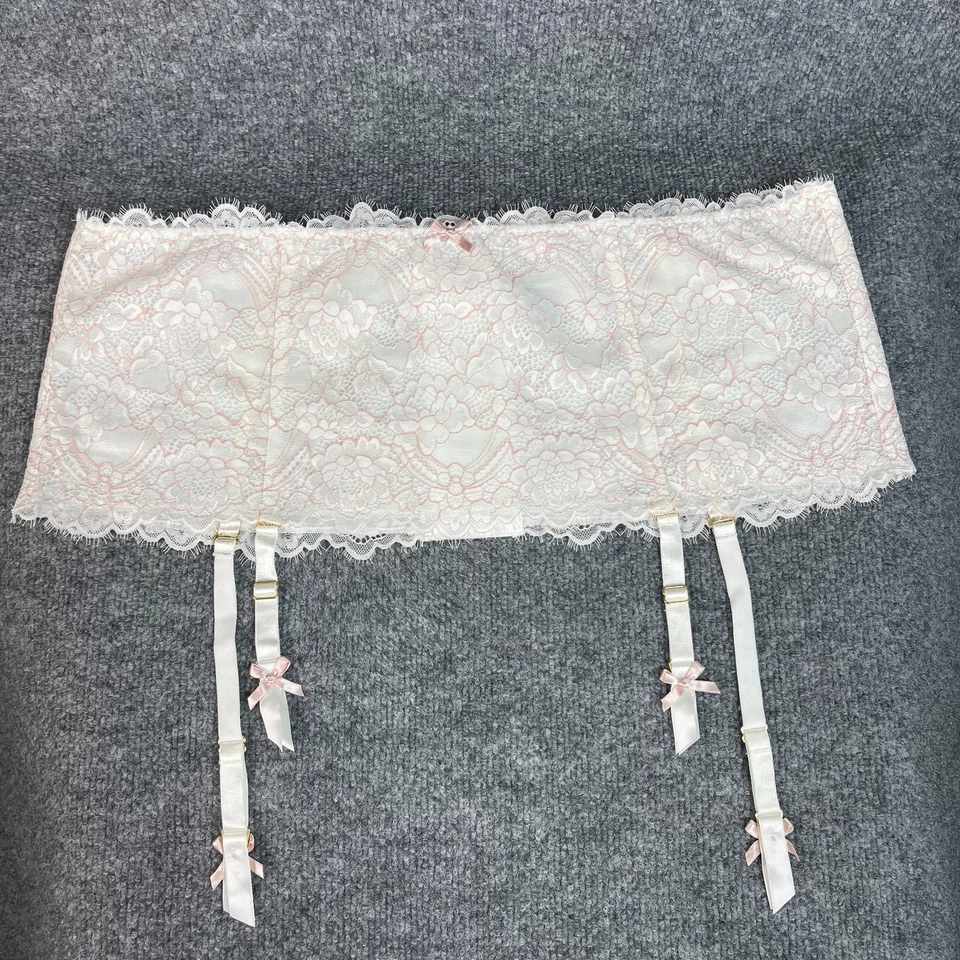 Cacique Women’s Lace Garter Belt 18/20 White Pink Floral Lingerie Hook & Eye - Image 1 of 4