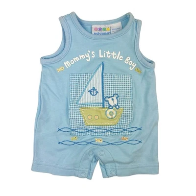 Vintage Preemie Miniwear One Piece Sleeveless Romper Mommy’s Boy Sailboat Fish - Image 1 of 4