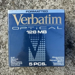 Verbatim Optical 128mb Floppy (1 Pack Of 5 Discs) New SEALED - Afbeelding 1 van 6
