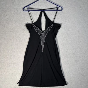 VNTG Fredrick’s Of Hollywood Mini Dress XS Black Butterfly Whimsigoth Y2K Fairy - Picture 1 of 14