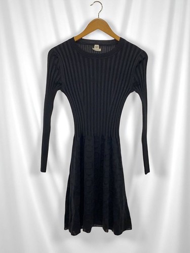 HERMÈS Abito HERMES 21SS Chaine D'Ankle in maglia di seta manica lunga nero 36 #EF BZA