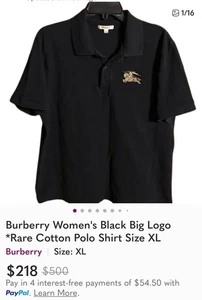 Camisa polo negra con emblema de metal Burberry Brit - Imagen 1 de 3