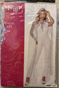 Spirit Halloween Silver White Angel Cape Costume Adult One Size NIP Cape Only - Picture 1 of 5
