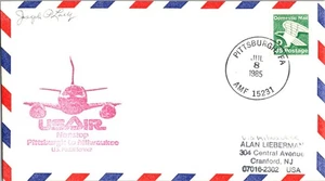 USAir First Flight Pittsburgh Pennsylvania Airport - Milwaukee Wisconsin - 1985 - Picture 1 of 2