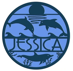 Dolphin personalized name plaque wall hanging sign – two laser cut layers - Picture 1 of 8