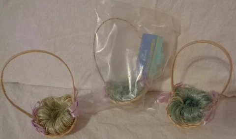 HALLMARK EASTER TRIMMER BASKET x3 MINIATURE WOVEN FLARED HANDLED GRASS NEST Cover
