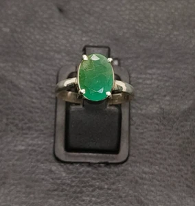 Natürlicher sambischer Smaragd Ring 925 Sterlingsilber Smaragd Ring Stein US-Größe 7,5 - Bild 1 von 7