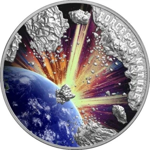 Meteorite Forces of Nature 2023 $5 2 oz Silver UHR Proof Coin Niue - Picture 1 of 5