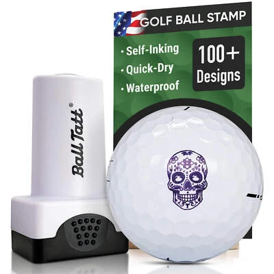 Ball Tatt - Sugar Skull Golf Ball Stamp Marker Quick-Dry Self-Inking Ball Stamp