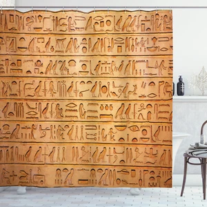 Egypt Shower Curtain Hieroglyphs Composition Print for Bathroom - Picture 1 of 6
