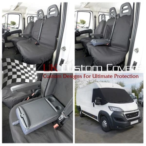 FIAT DUCATO (2021) TAILORED FRONT SEAT COVERS & SCREEN WRAP BLACK 373 380 - Picture 1 of 24