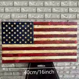 Printed Wooden American Flag Decoration, Measures 16" x 9" - Picture 1 of 4