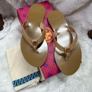 NEU Tory Burch Manson Leder-Riemensandalen in natürlichem Vachetta Größe 6 - Bild 1 von 8