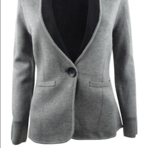 NINE WEST Women's One-Button Sweater Jacket Medium (M, Heather Grey/Black)