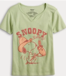 Peanuts SNOOPY Giddy Up Toy Horse Women’s Green T-Shirt Size L - Picture 1 of 5
