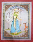 Indianer Tanzend Ragni Mit Reh Handgefertigt Folk Damen Malerei Auf Silk PN11647