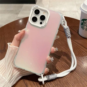 Fashion Matte Wrist Strap Lanyard Phone Case For iPhone 15 11 12 13 14 Pro Max - Picture 1 of 27