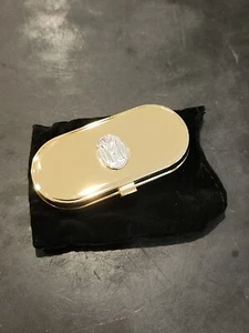 Pillendose Goldplatte Einzelmonogramm mit Samtbeutel - Bild 1 von 3