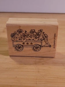 Stampin Up 1994 Americana Collection Patriotic Wagon Stars Flowers Stamp Spring - Picture 1 of 6