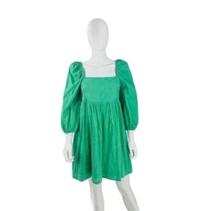 Pomander Place NUOVO mini abito verde ricamato manica a sbuffo Elizabeth taglia XL - Foto 1 di 6