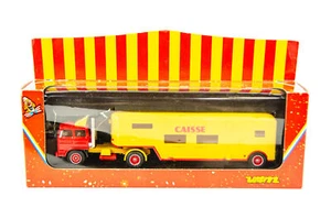 Vintage Solido Verem 9" Renault Tractor Trailer Semi Caisse Circus Diecast Truck - Picture 1 of 5