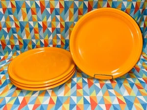 NEW SET 4 FIESTAWARE 9" Tangerine bistro LUNCH PLATES FIESTA FREE SHIPPING - Picture 1 of 3
