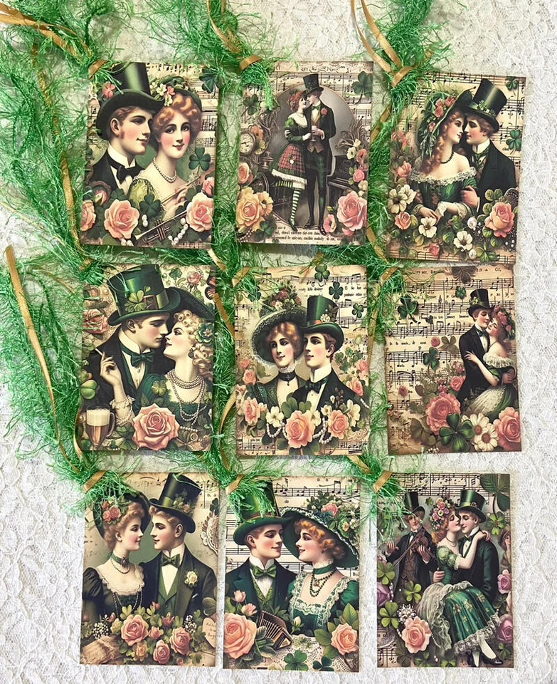 (9) St. Patricks Day Vintage Style Gift Hang Tags~Journals~Cards~Ornaments~#702R - Image 1 of 1
