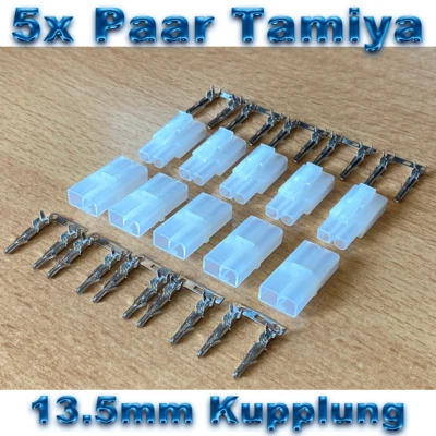 10 Stück 5 Paar Tamiya Stecker + Buchse für Modelcraft Japanstecker Crimp Set RC