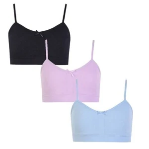 3 Pack of Girls Seamless Sweet Training Plain Bra Top with Adjustable Straps - Picture 1 of 4